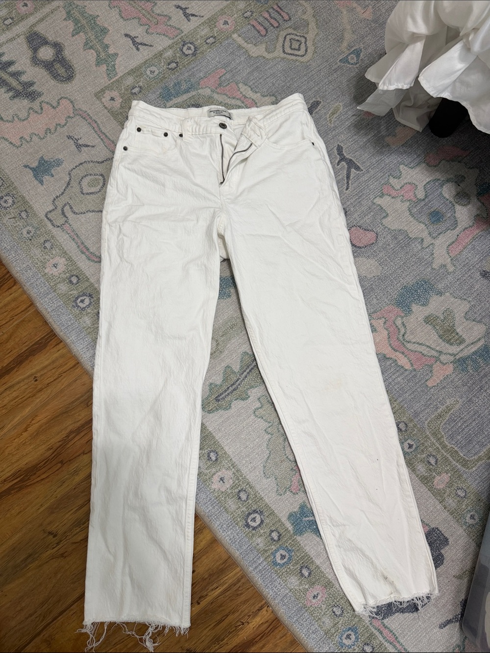 Abercrombie & Fitch White Straight-Leg Jeans